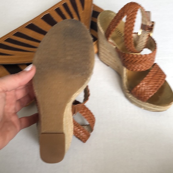 Michael Kors wedge ratan braided leather sandals in 6.5 sexy elongating - Picture 6 of 8